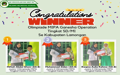 Peserta Didik MI Unggulan Ma'arif NU Lamongan Raih Juara di Olimpiade MIPA Ganesha Operation Tingkat SD/MI se-Kabupaten Lamongan
